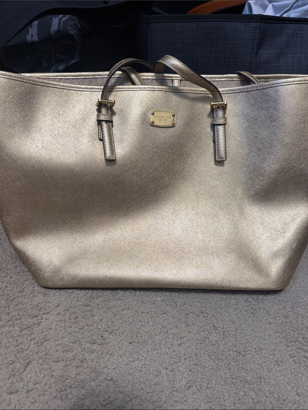 Michael Kors Metallic Gold Saffiano Tote